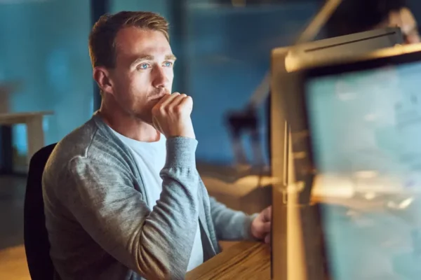 data science professional working on his computer